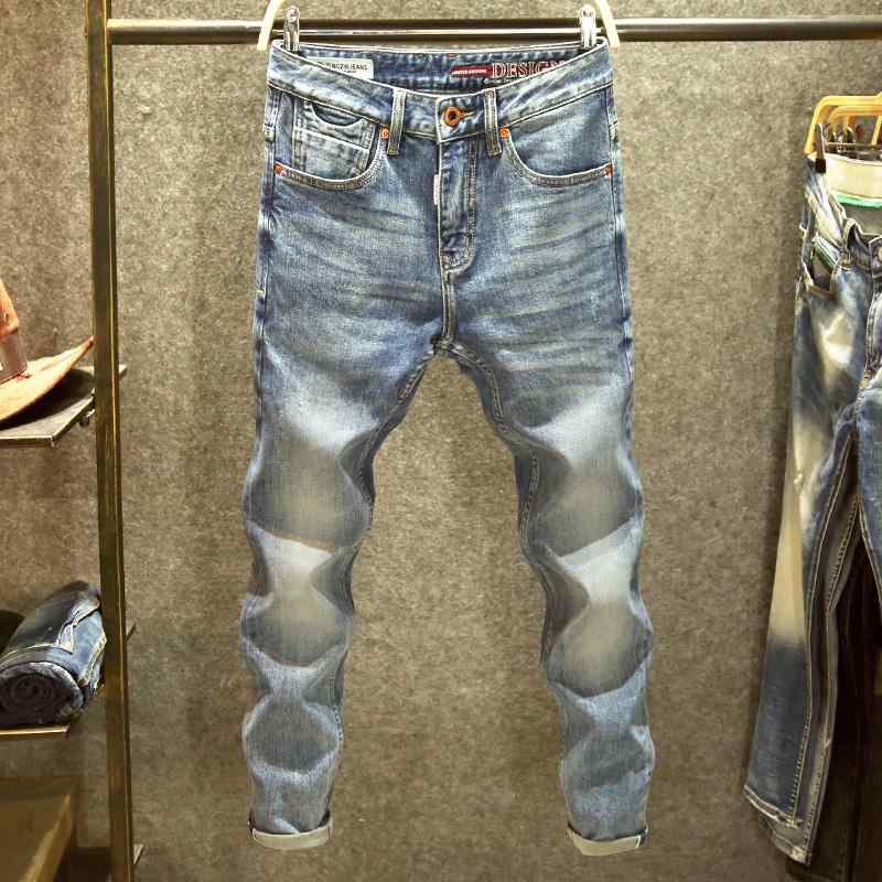 メンズ コットン ストレッチ デニム おしゃれ着 Gパン カジュアル 豪華 生地 セルビッジデニム ジーンズ ウォッシュド ストレート パンツ スリム パンツ|セキュアデポ