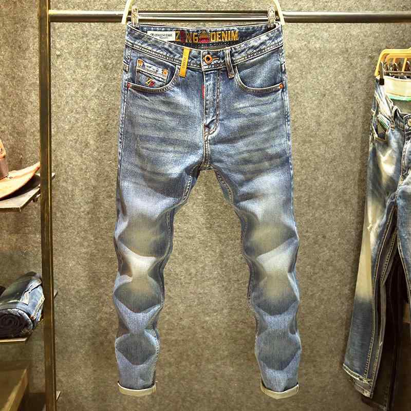 メンズ デニム おしゃれ Gパン カジュアル レトロ クラフト ジーンズ ストレートパンツ カーキ デニムパンツ|セキュアデポ