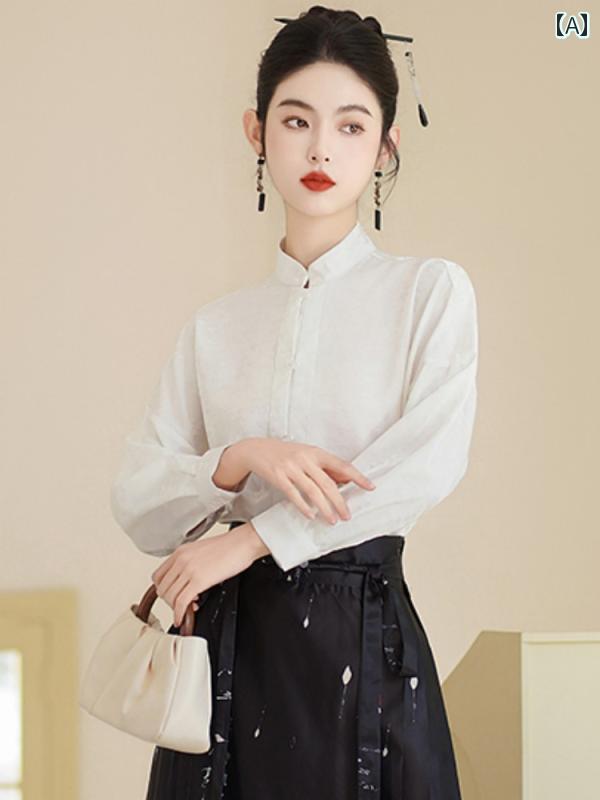 漢服 チャイニーズ 民族衣装 レディース 婦人服 レディース トップス ブラウス シャツ スタンドカラー スカート ロング ボトムス チャイナ風