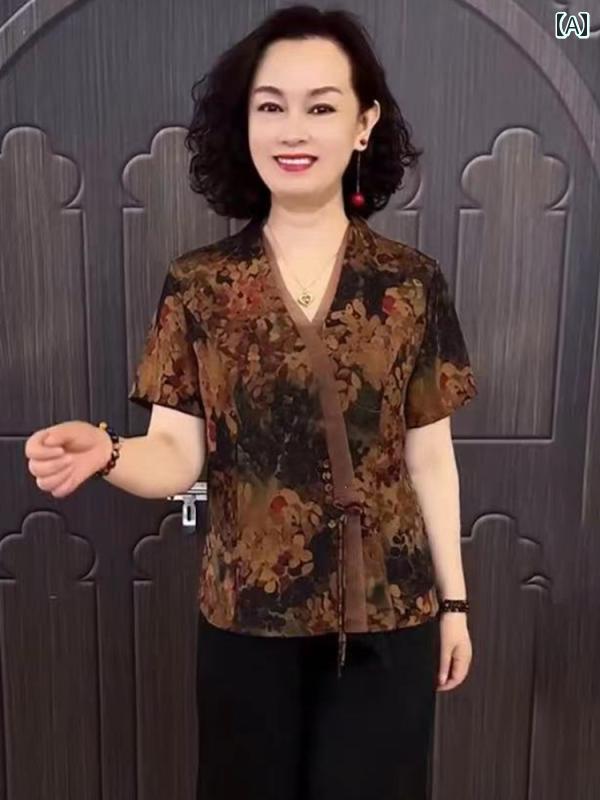 レディース 春夏 半袖ブラウス ロングパンツ 細見え 上品 おしゃれ きれいめ マザーズ 普段使い 会食 婦人服 結婚式 旅行 衣装