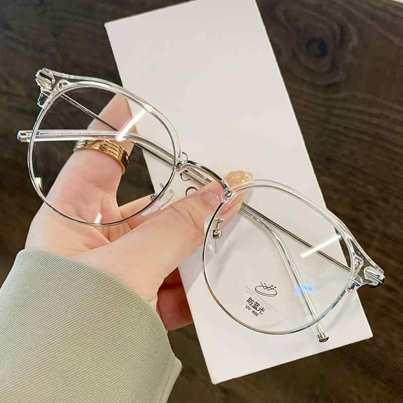 メガネ レディース おしゃれ ファッション レトロ 軽量 レディース フラット ブルーライトカット アクセサリー フルフレーム メタル シンプル