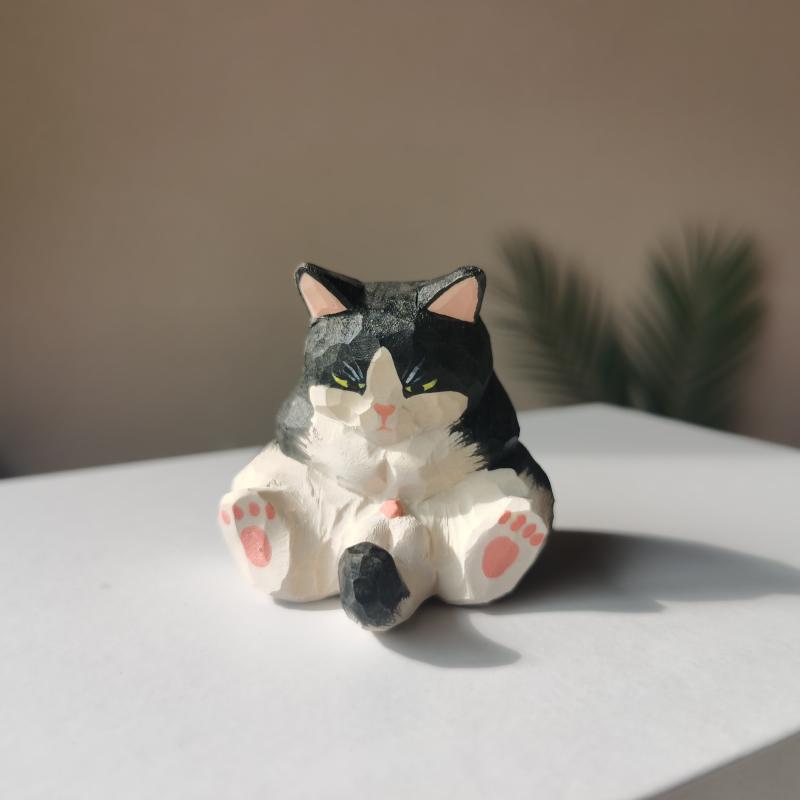 子猫 オーナメント 置物 木 インテリア ディスプレイ 室内 装飾品 オブジェ ユニーク レトロ レトロ ノスタルジック かわいい