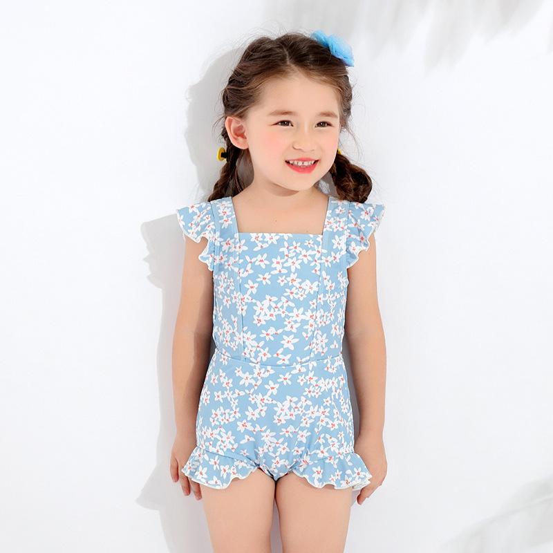 水着 かわいい 子供 ワンピース レディース ブルー ファッション キッズ さわやか 花柄 ストラップ 温泉 レディース かわいい