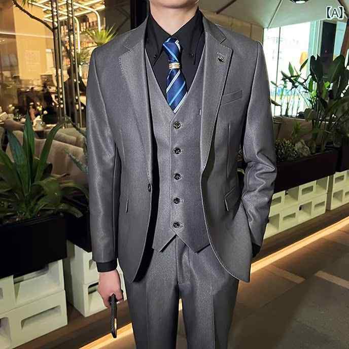 紳士服 スーツ 3点 メンズ 大人 ビジネス オフィス カジュアル ブリティッシュ スタイリッシュ 紳士 ファッション 韓国 11,126円