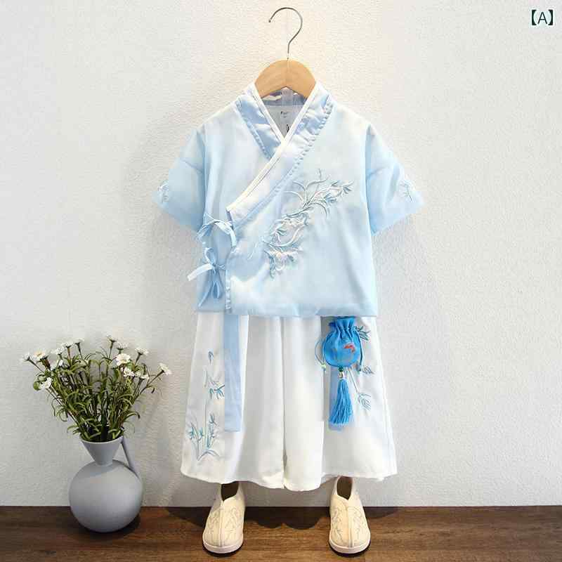 子供服 男の子 漢服 スーツ チャイナ風 パーティー 発表会 お呼ばれ かわいい 民族衣装 夏 おしゃれ スタイリッシュ キッズ 5,001円