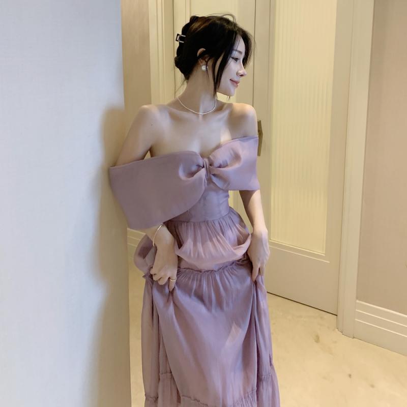 レディース エレガント ドレス おしゃれ プリンセス リボン フェアリー 魅惑 チューブ トップ 休暇 写真撮影 ドレス ロングスカート