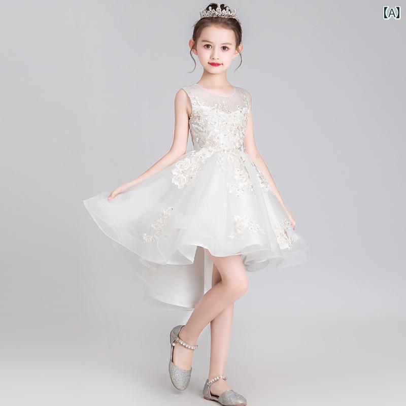 子供服 女の子 プリンセス ドレス チャイナ風 ファッション オールシーズン ショート丈 スカート ホワイト ポリエステル