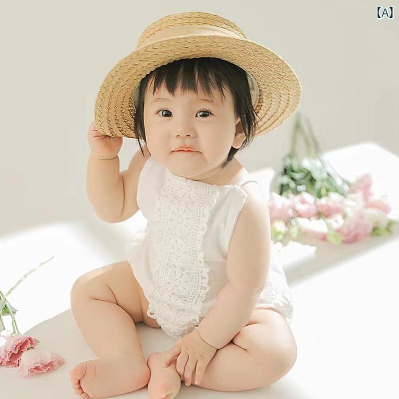 赤ちゃん ベビー フォト ファッション 服 写真撮影 レトロ スタジオ 衣装 かわいい おしゃれ 小道具 ロンパース デニム