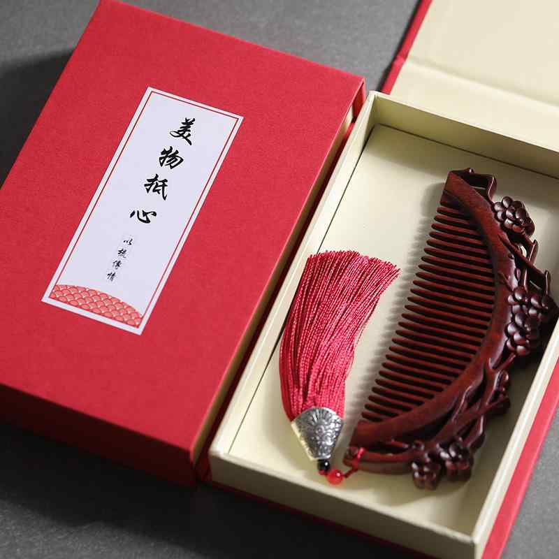 くし コーム 木材 彫刻 レトロ レトロ 芸術 チャイナ風 ギフト 身しみ タッセル 携帯 持ち運び ポータブル ギフト 包装