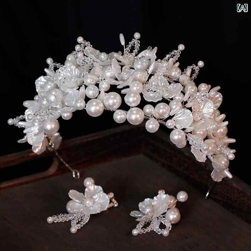 ウエディング 花嫁 ヘッドドレス カチューシャ ヘアアクセサリー 結婚式 髪飾り イヤリング アクセサリー エレガント 新婦 ギフト
