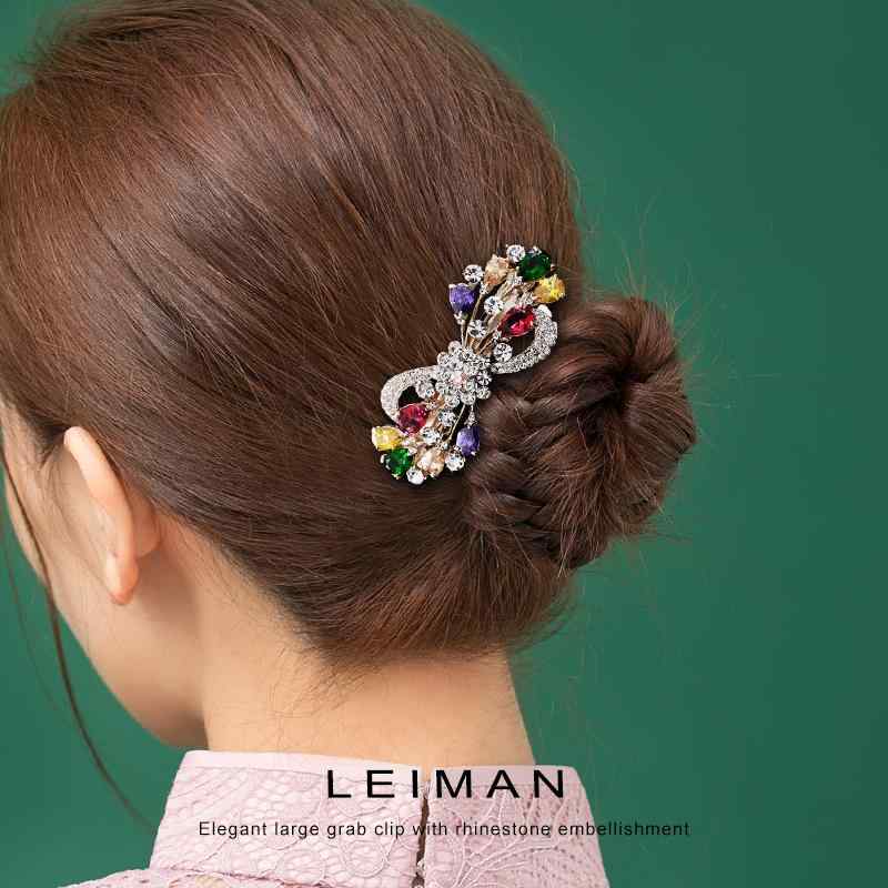 ヘアアクセサリー 髪飾り ミディアム トップ クリップ リボン ラインストーン 韓国 スプリング クリップ ヘアピン トップクリップ バック ヘッド ヘアピン