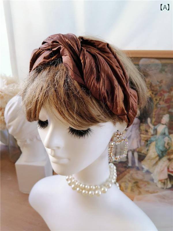 レディース ヘッドバンド エスニック ターバン 帽子 ヘアアクセサリー アフリカン 装飾品 メタリック ブラウン ヘアバンド カチューシャ