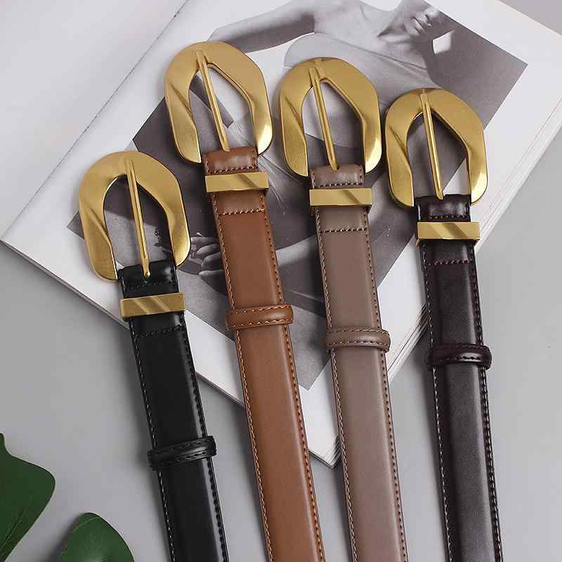 ベルト 韓国 牛革 ゴールド バックル レディース ファッション アクセサリー オールシーズン ベルト ウエスト バンド