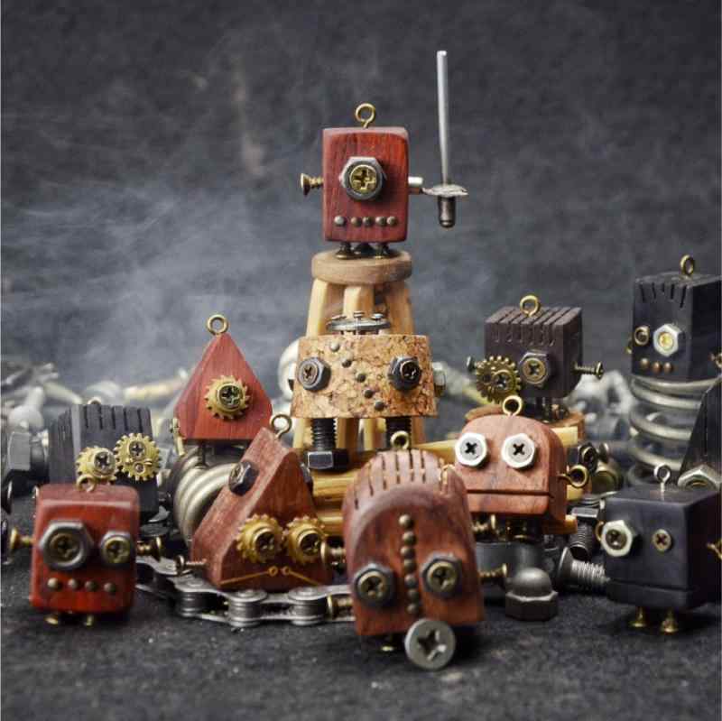 スチームパンク アクセサリー 雑貨 スチームパンク 木 ロボット ネックレス チャーム ペンダント トップ クリスマス カップル ギフト