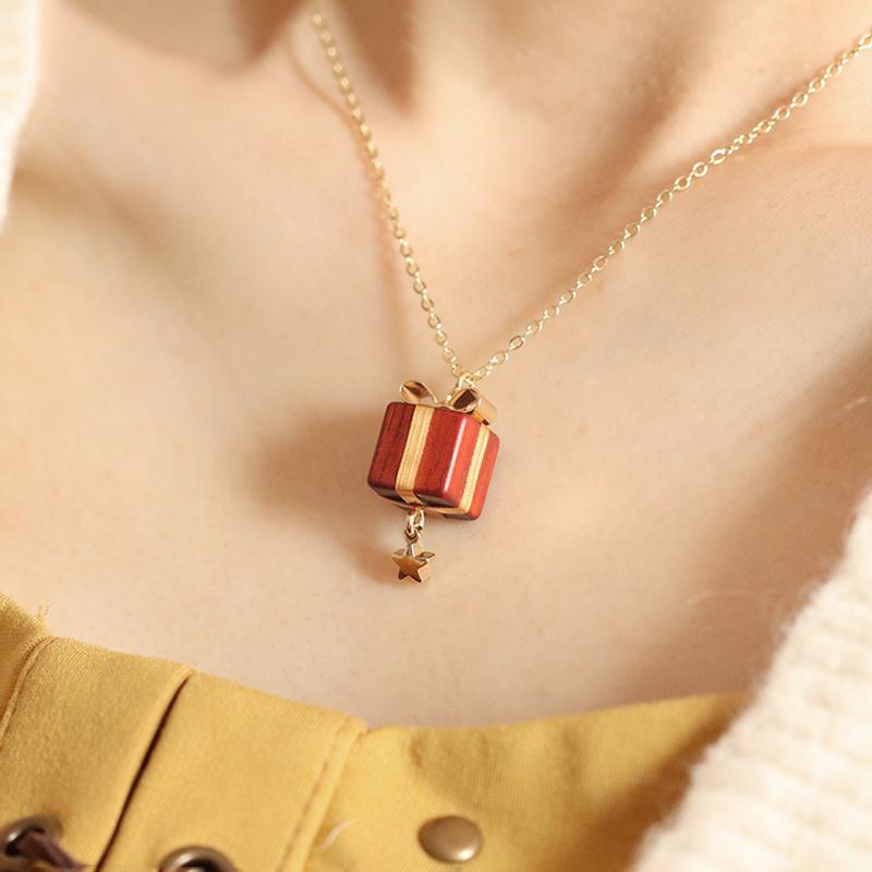 スチームパンク アクセサリー 雑貨 小さめ クリスマス ネックレス 鎖骨 チェーン サンダルウッド ペンダント ガールフレンド 親友 誕生日 プレゼント