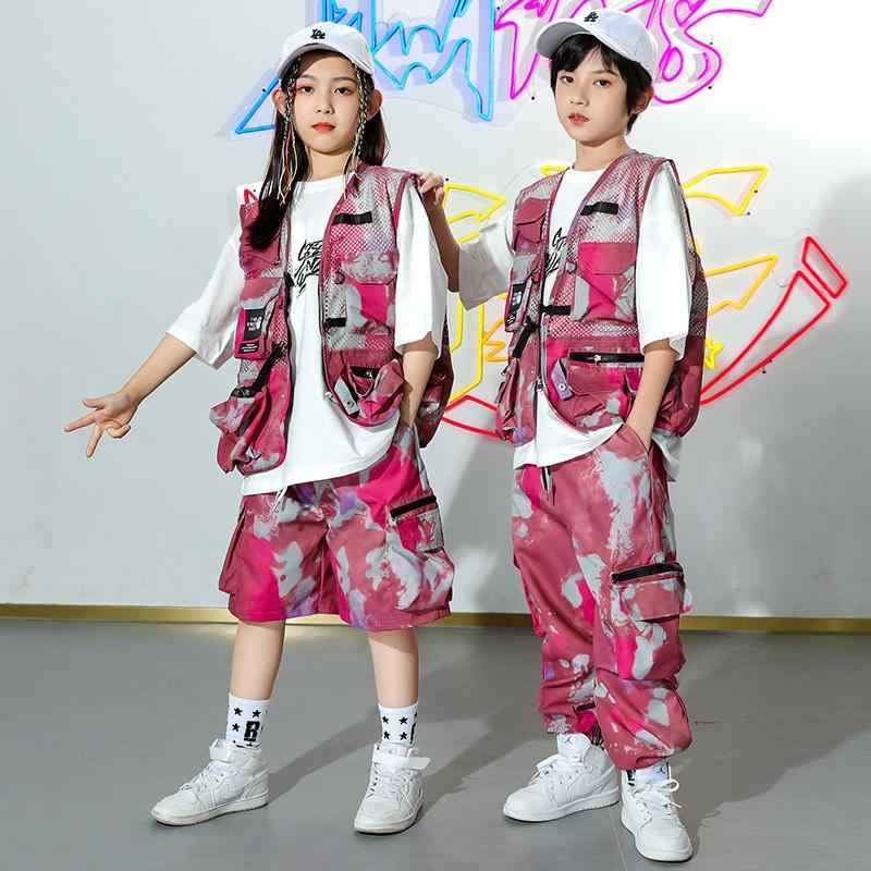 キッズ ストリート ファッション セットアップ 子供服 ヒップ ホップ クール ダンス パフォーマンス 衣装 ユニセックス