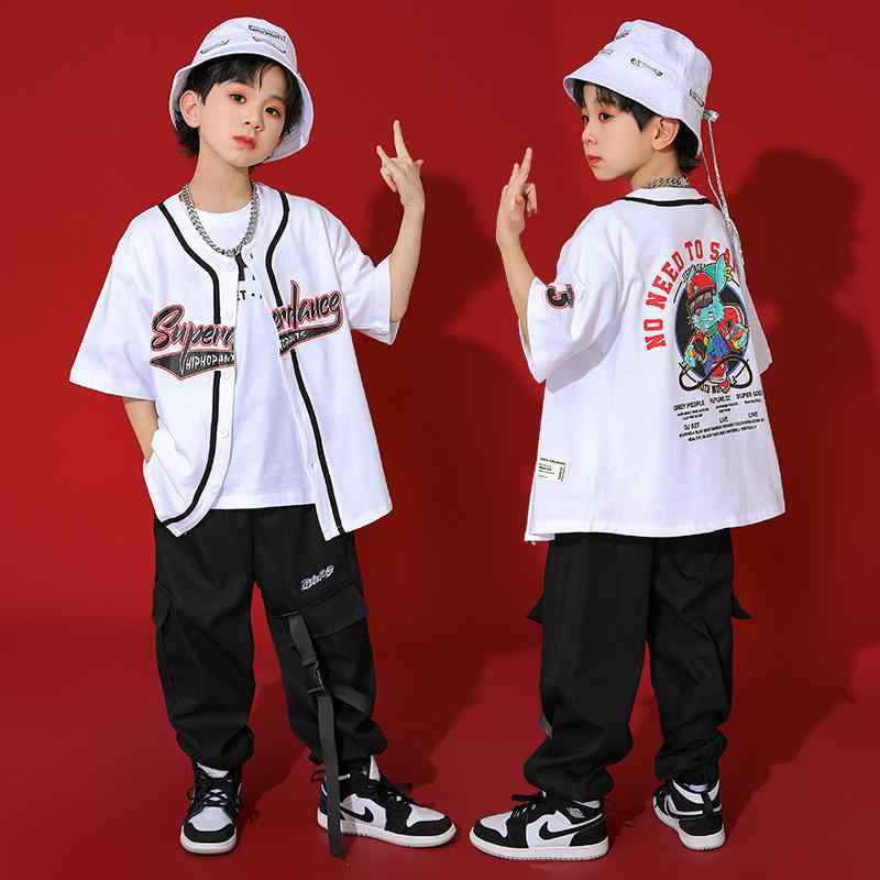 キッズ ストリート ファッション セットアップ 子供服 ヒップ ホップ クール ダンス パフォーマンス カジュアル 衣装 ユニセックス