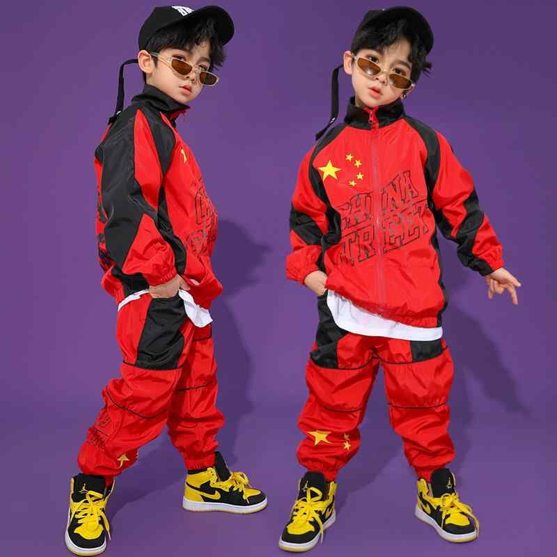 キッズ ストリート ファッション セットアップ 子供服 ヒップ ホップ クール ダンス パフォーマンス カジュアル 衣装 ユニセックス