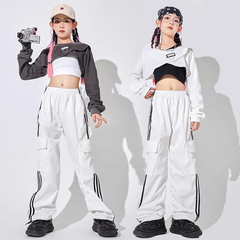 キッズ ストリート ファッション セットアップ 子供服 ヒップ ホップ クール ダンス パフォーマンス カジュアル 衣装 女の子 女の子
