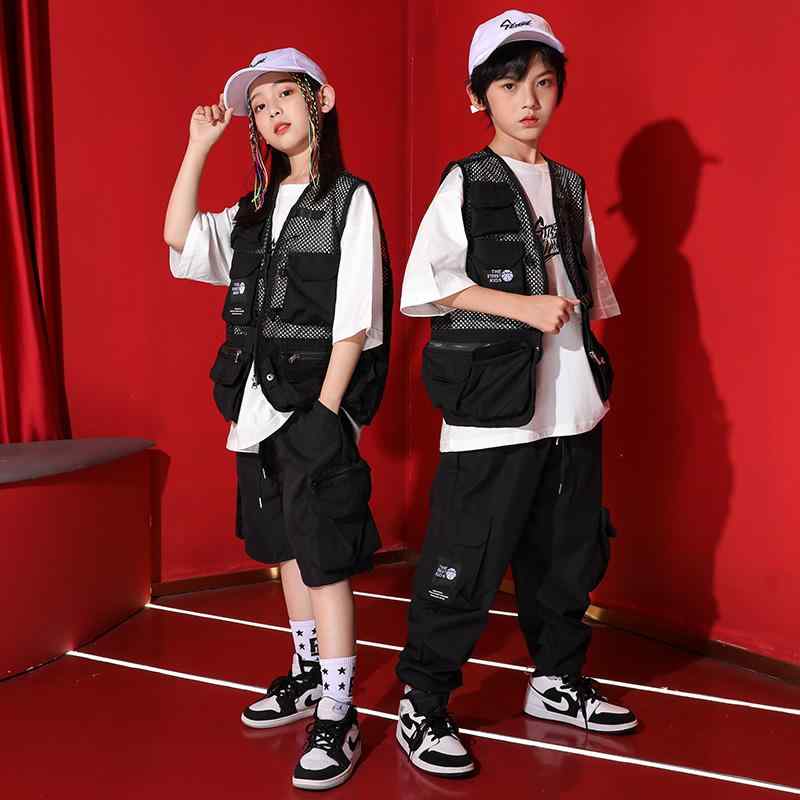 キッズ ストリート ファッション セットアップ 子供服 ヒップ ホップ クール ダンス パフォーマンス 衣装 ユニセックス