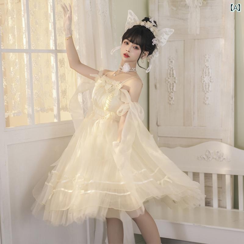 ロリータ ドレス プリンセス Aライン ヴィクトリアン 調 お姫様 おぎ話 リボン フリル 装飾 ファッション ドール｜セキュアデポ
