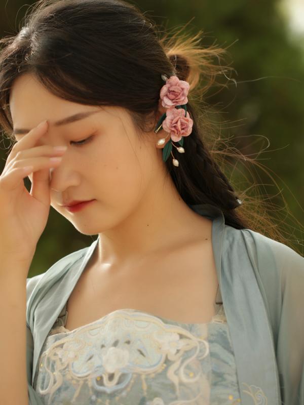 ヘアアクセサリー レトロ 椿 U字型 ヘアピン 漢服 帽子 アクセサリー チャイナ風 花 ヘアピン 飾り シンプル モダン