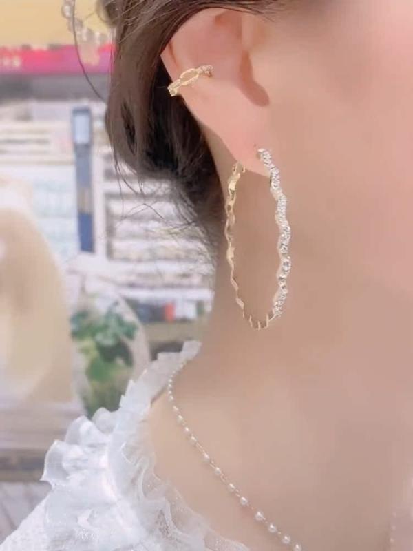ピアス マイクロ 舗装 波状 ゴールドファッション 韓国 リング シルバー イヤリング エレガント おしゃれ