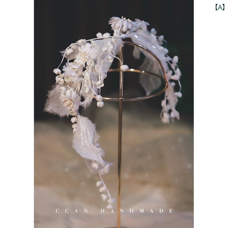 ヘア アクセサリー フォレスト サイド 花びら 花嫁 結婚式 白 アクセサリー スタジオ 撮影 カチューシャ 髪飾り ヘッドドレス