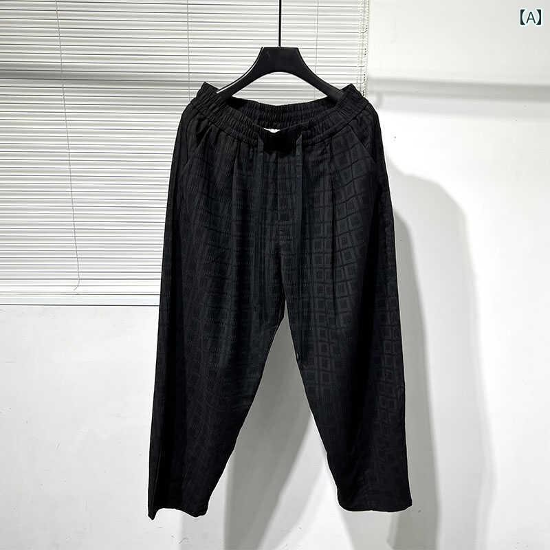 メンズ 紳士服 パンツ ボトムス ダーク シンプル ユニーク レトロ モード 夏 カジュアル ブラック
