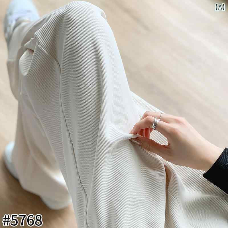 パンツ ズボン レディース おしゃれ ファッション シンプル 白 ワイドレッグ ハイウエスト ストレート 夏 ゆったり 薄手 カジュアル 大きめサイズ
