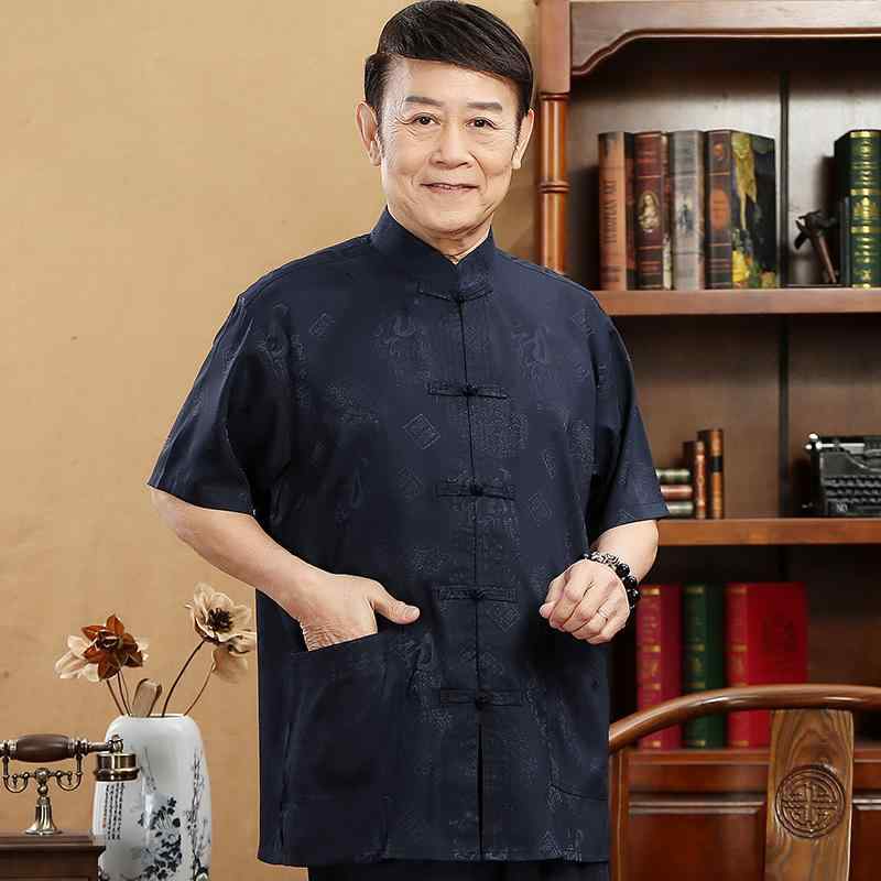 チャイニーズ メンズ トップス カットソー シャツ レトロ スーツ 立ち襟 中国 チャイナ風 唐装 メンズ 漢服 カジュアル 半袖 紳士 夏
