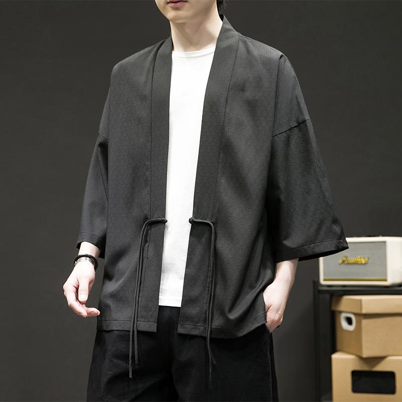 チャイニーズ メンズ シャツ チャイナ風 ひんやり 涼しい 快適 漢服 カーディガン マント 道教 ローブ 中国 唐 大きめサイズ 夏 薄手 トップス シャツ 無地