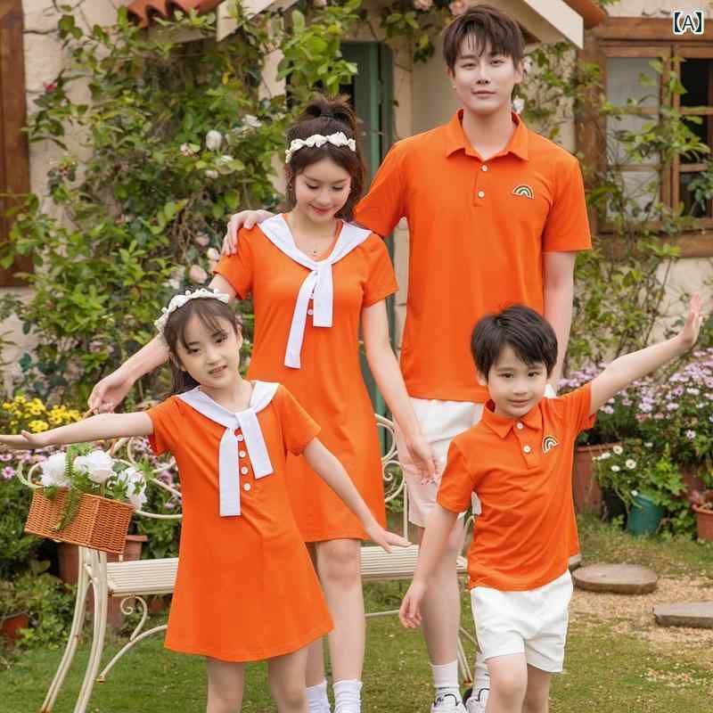 親子服 家族 ペアルック レディース メンズ 大人 キッズ 子供 赤ちゃん ベビー 親子 リンク コーデ お揃い レジャー トラベル 記念写真 ワンピース ポロシャツ トップス 夏