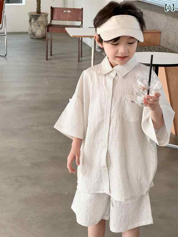 子供服 韓国 トップス ショートパンツ 薄手 半袖 夏 夏 男の子 男児 キッズ 子供 綿 コットン ２点セット