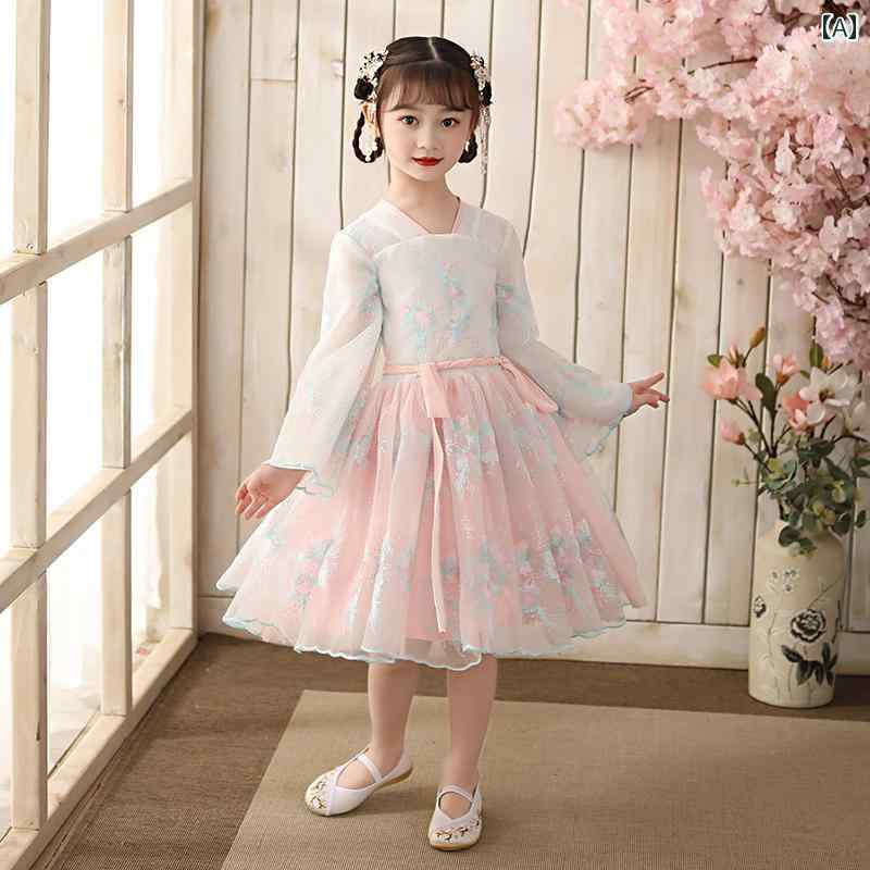 キッズ 漢服 女の子 レトロ 衣装 フェアリー 夏 チャイナ風 唐装 子供服 ドレス チャイナドレス プリンセス 薄手