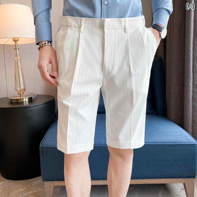 スラックス メンズ ファッション 紳士服 ビジネス カジュアル ショート パンツ ズボン ストレッチ性 夏 韓国 ストレート