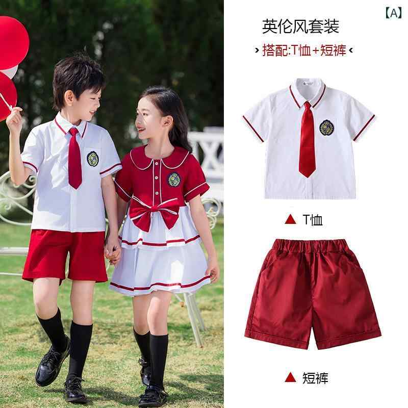 子供服 キッズ ファッション 男の子 女の子 英国 制服風 カレッジ セットアップ 夏 カジュアル 合唱会