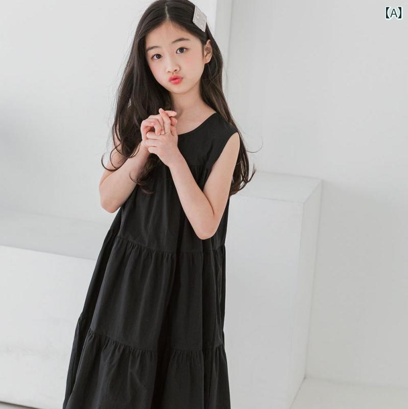 女の子 ドレス 夏 ファッション 薄手 ワンピース かわいい 子供服 ロング スカート さわやか 通気性 韓国