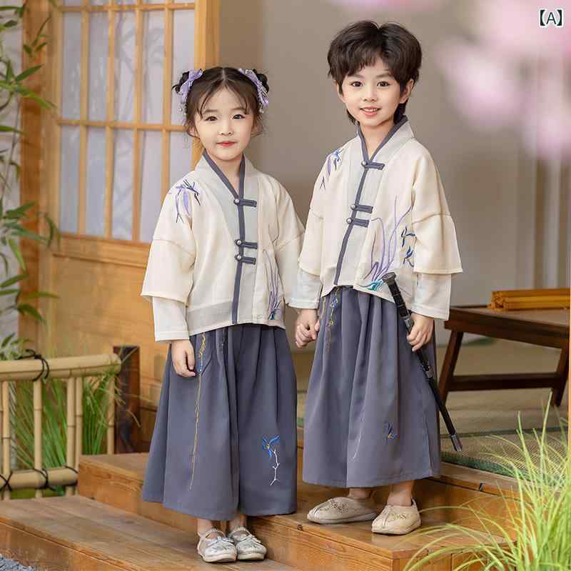 民族衣装 かわいい 子供服 キッズ 女の子 男の子 漢服 チャイナ風 パフォーマンス ファッション オールシーズン 夏 ユニセックス 演技 衣装