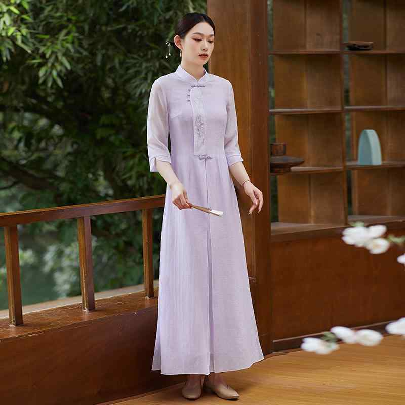 瀬戸もの風 瀬戸もの御召しもの レディース 御上さん服 普段使い走り 夏 紫 思い入れる 漢服 パープル 分かりやすい レトロ 口さかしい