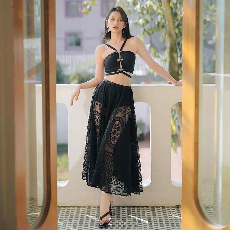 水着 レディース ファッション 夏 夏 ブラック 黒 ノースリーブ カジュアル 三角 セパレート スイムウエア セクシー 魅惑