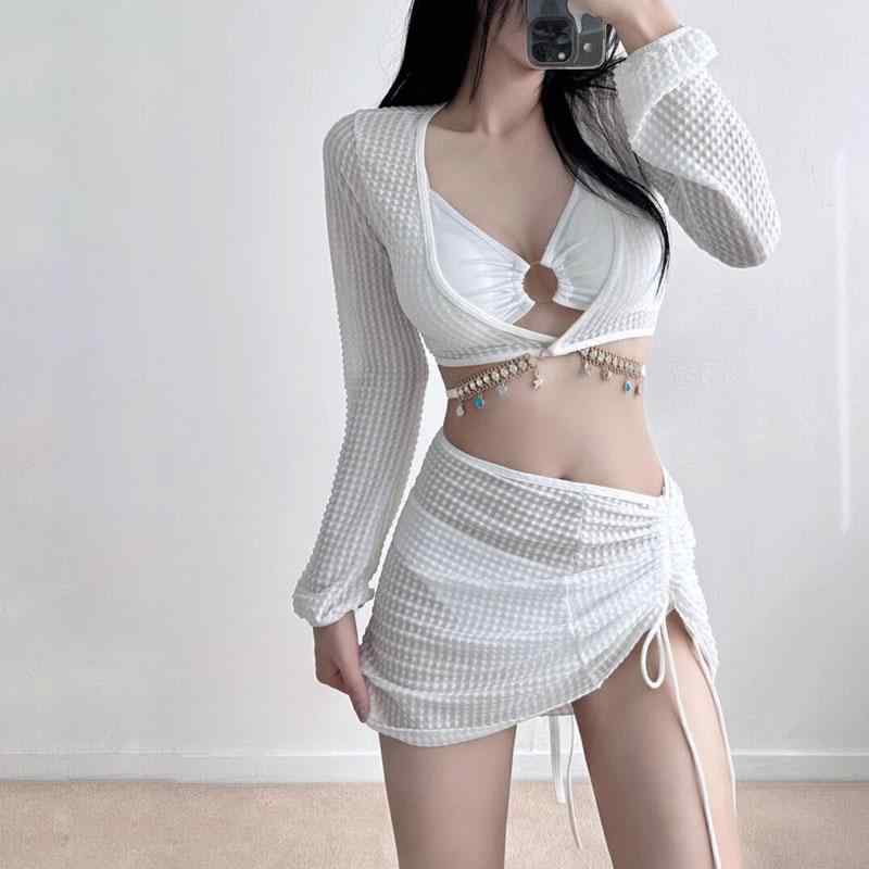 水着 レディース プール ビーチ 体型カバー 小さめ 胸 魅惑 セパレート プッシュアップ 4 ピース ビキニ スリム スパ 海 夏 スイムウェア