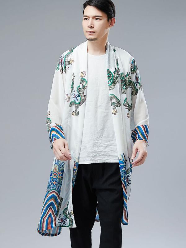 瀬戸もの風 刷り上げる シフォンジレー メンズ 中国 漢服 化粧着 夏 唐 マント 薄っぺら 日焼押しとどめる プルオーバー