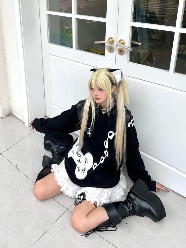 うしろ帯 流行り物 一本調子 バッグル 秋 うす暗い ボンネット 長袖 トレーナー ガーリー ラウンド素っ首 犬 飼い犬 アニマルモチーフ 可愛らしい