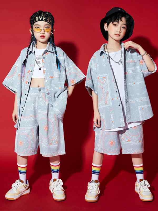 子供 ストリート パフォーマンス ユニセックス セットアップ コーデ 半袖 カジュアル 半ズボン ファッション ダンサー 衣装 ヒップホップ メンズ レディース兼 6,093円