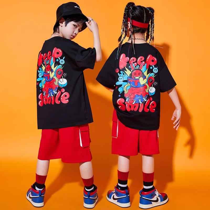 子供服 キッズ ダンスウェア ヒップホップ パフォーマンス ユニセックス 動きやい カラフル カジュアル アクティブ エネルギッシュ ストリート