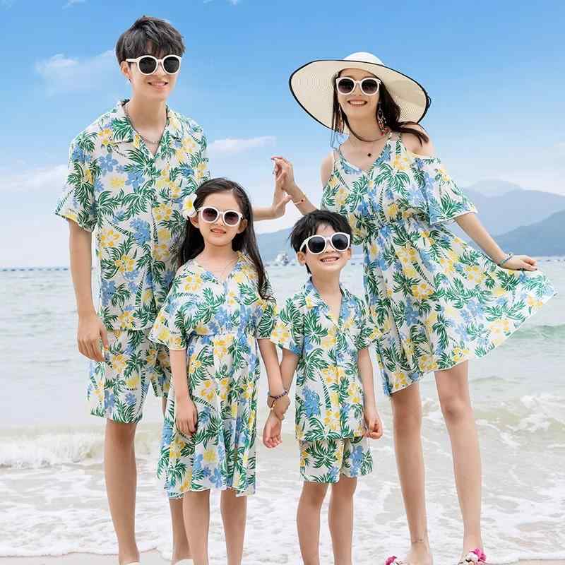 親子 リンクコーデ 海辺 旅行 休暇 夏 親子 お揃い セットアップ カジュアル おしゃれ ビーチ 海水浴 コットン 快適