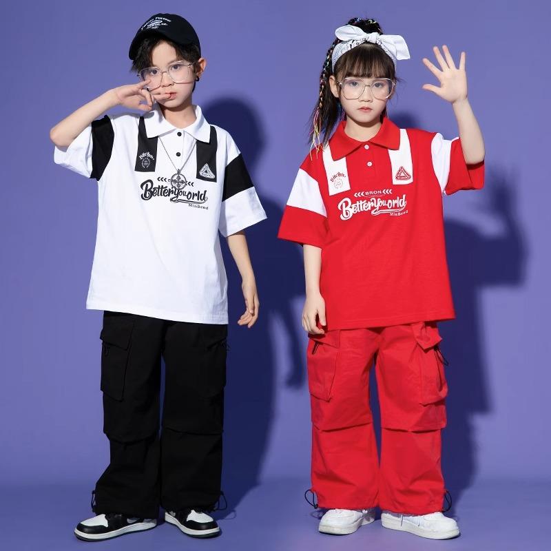 子供服 男の子 女の子 ヒップホップ セット ステージ コスチューム 夏 ガール カジュアル 学生 ゆったり