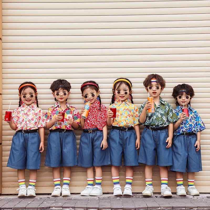 幼児 キッズウェア 子供 パフォーマンス 衣装 レトロ シャツ セットアップ カラフル かわいい おしゃれ ステージ イベント 発表会 カジュアル クラス