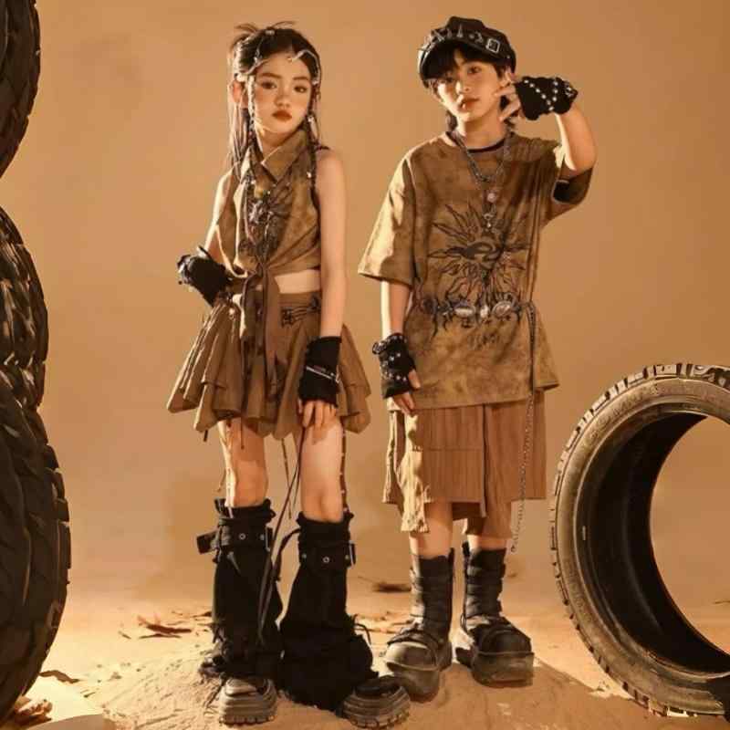 子供 キッズウェア ジュニア ボーイ ガール ヒップホップ ダンス パフォーマンス 衣装 ストリート ファッション おしゃれ ユニーク かっこいい クール アーバン